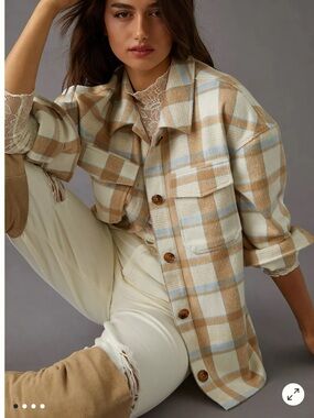 Anthropologie Avec Les Filles Plaid Neutral Shacket
